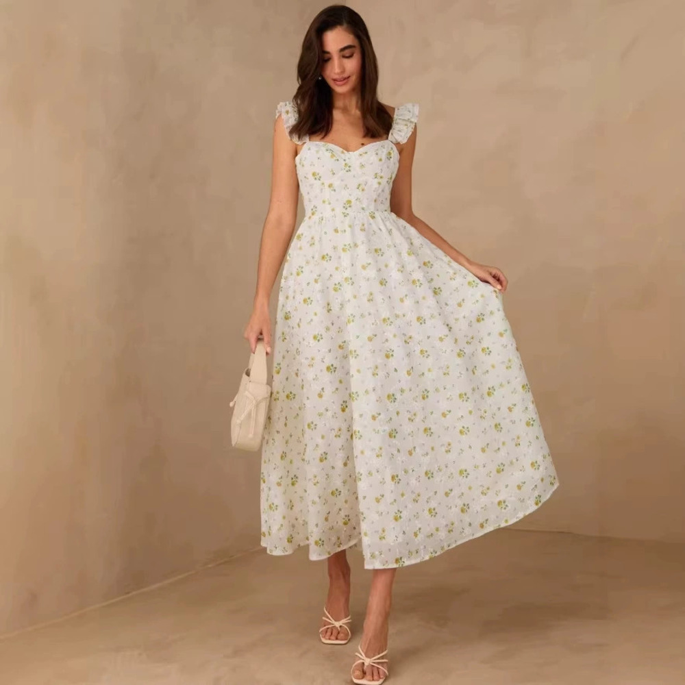 Zara Floral Print Waist Cinching Maxi Dress